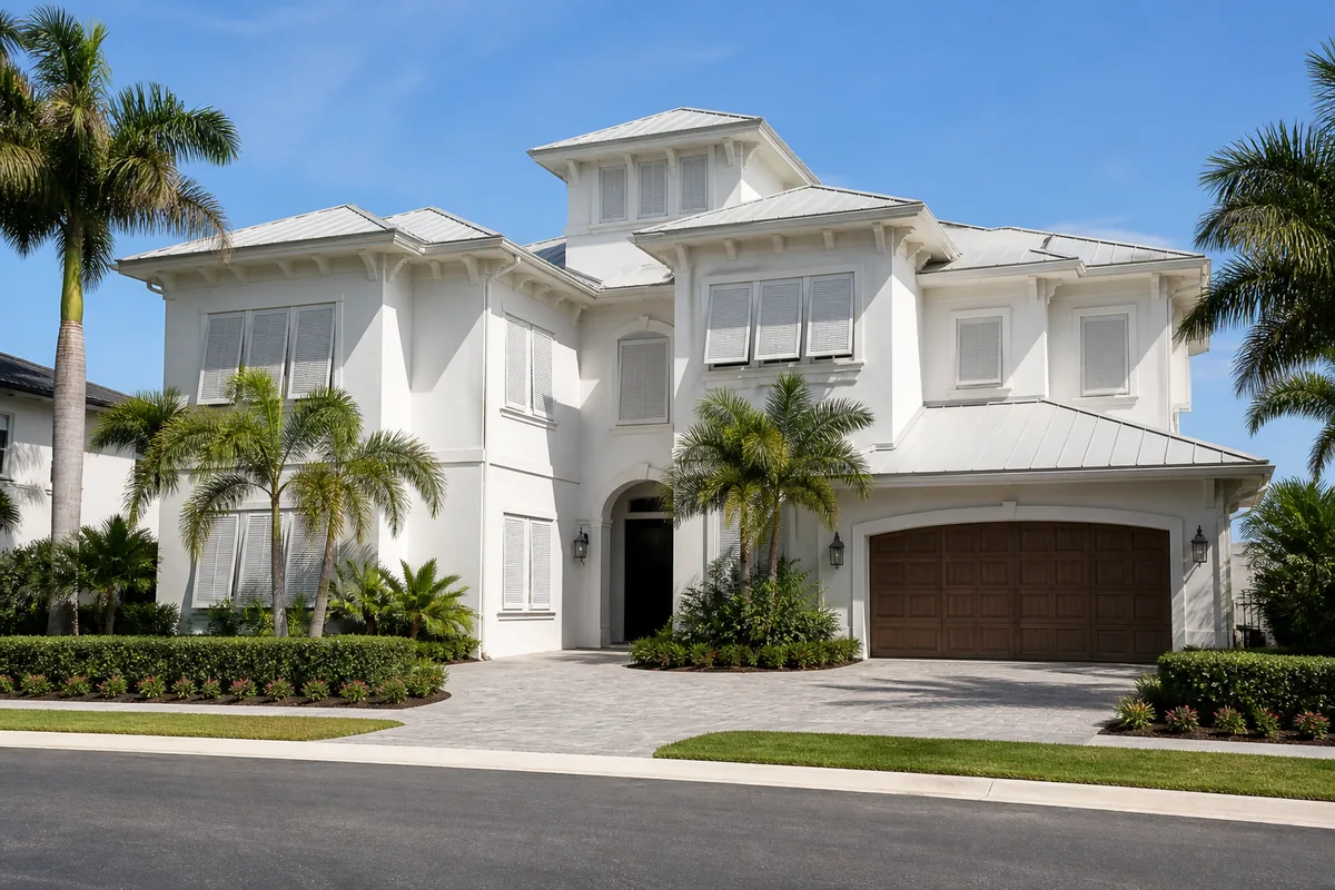 Luxury Florida home with hurricane shutters